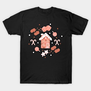 Christmas, ginger bread house, Christmas essentials, Christmas pattern T-Shirt